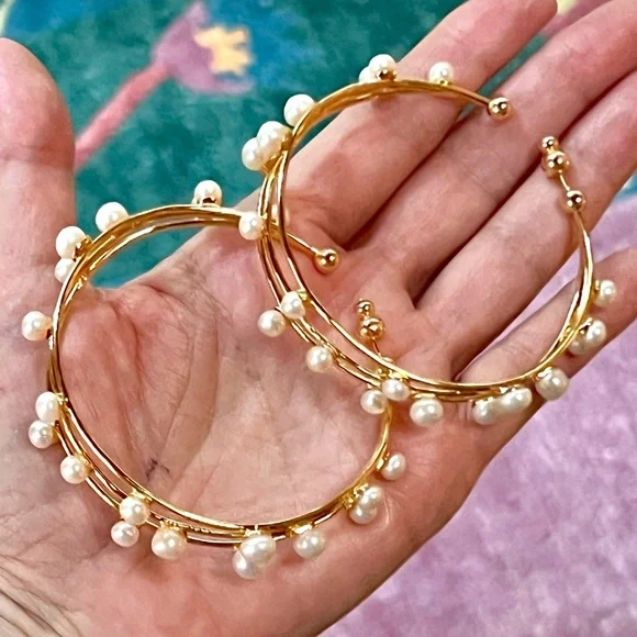 🌺🎉HP🎉🌺 NWT Cult Gaia Shanti Large Pearl Earrings - Picture 6 of 16